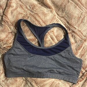 Reebok Heather Gray and Navy Sports Bra